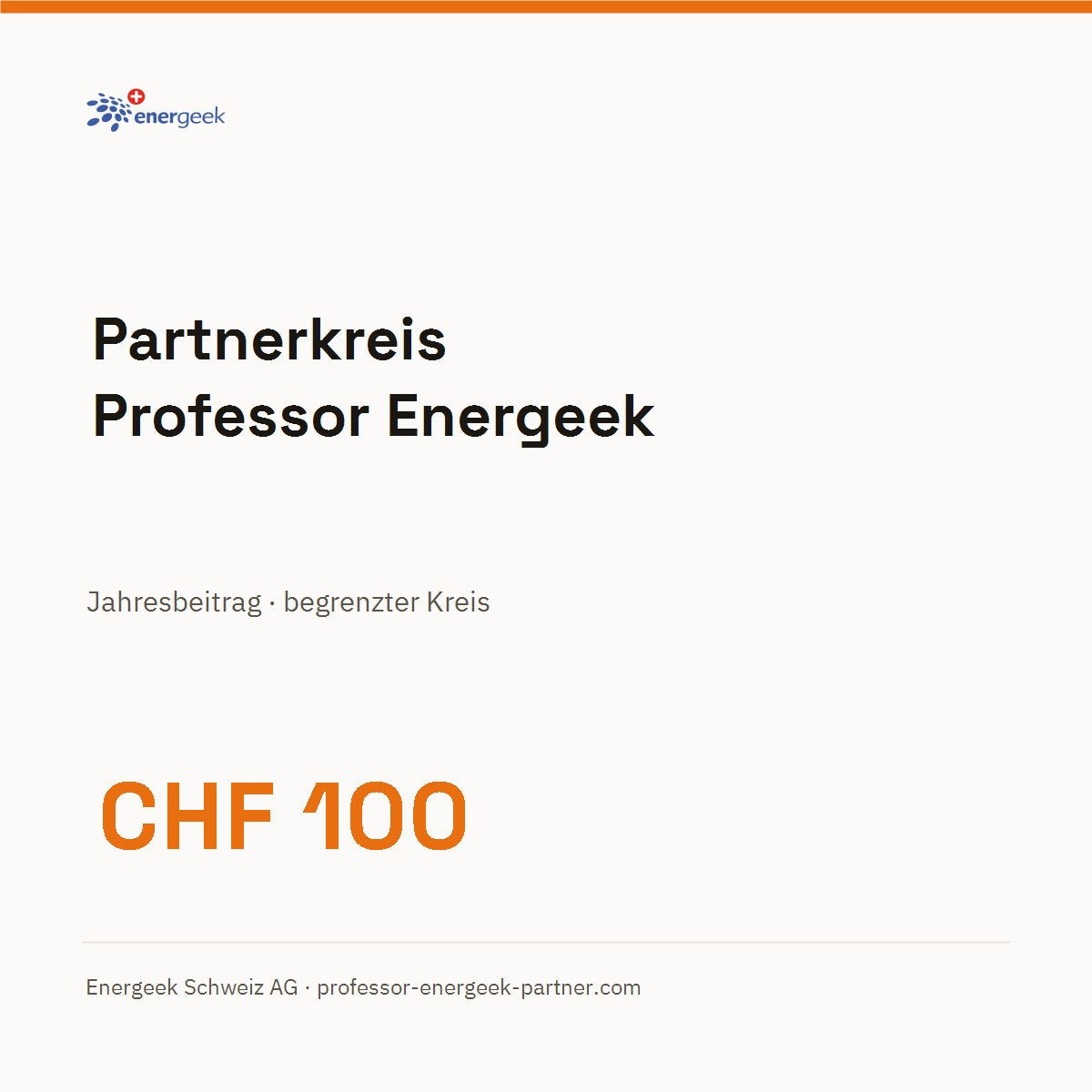 Partnerkreis Professor Energeek — Jahresbeitrag CHF 100